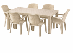 Z�hradn� n�bytok set st�l 90x150 cm + 6 stoli�iek b�ov�