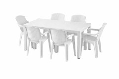 Z�hradn� n�bytok set st�l 90x150 cm + 6 stoli�iek biely