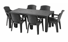 Z�hradn� n�bytok set st�l 90x150 cm + 6 stoli�iek antracit